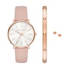 Thumbnail Image 0 of Michael Kors Ladies' Pyper Pink Leather Strap Watch And Stainless Steel Bracelet & Earring Gift Set