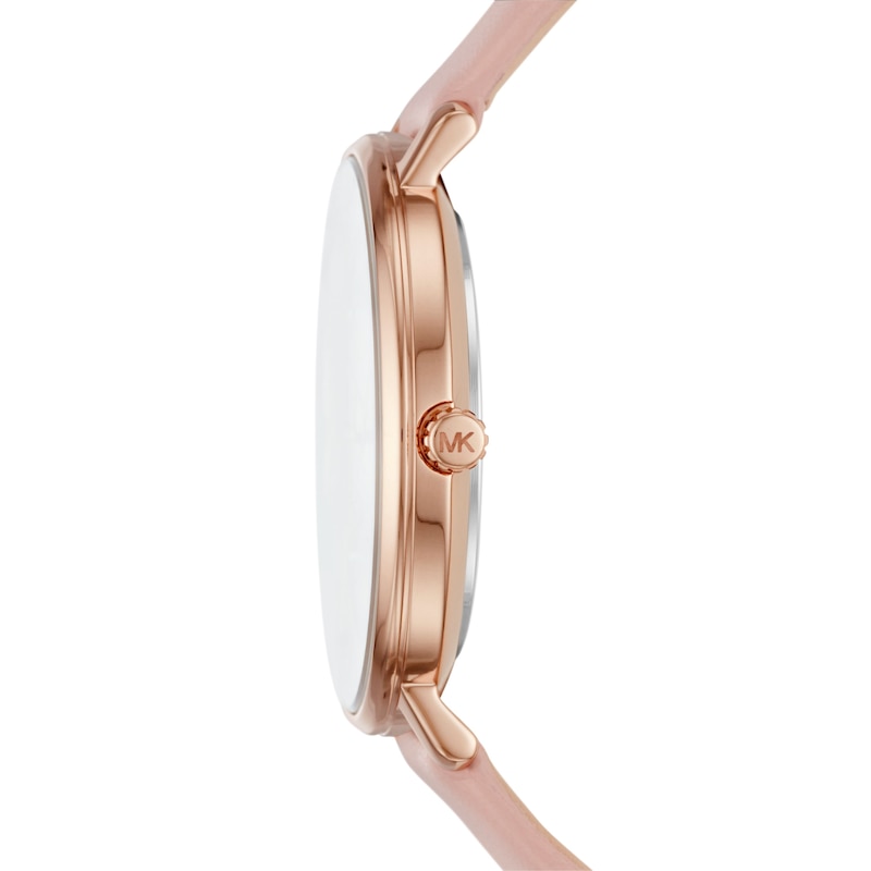Michael Kors Ladies' Pyper Pink Leather Strap Watch And Stainless Steel ...