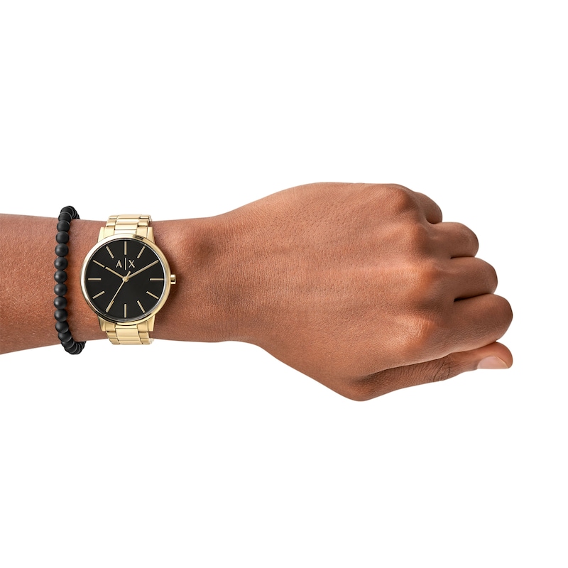 Main Image 4 of Armani Exchange Men's Gold Tone Stainless Steel Watch & Beaded Bracelet Gift Set