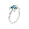 Thumbnail Image 1 of Sterling Silver Emerald-Cut London Blue Topaz Diamond Wrap Ring