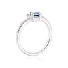 Thumbnail Image 3 of Sterling Silver Emerald-Cut London Blue Topaz Diamond Wrap Ring