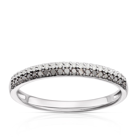 Sterling Silver 0.16ct Black and Clear Diamond Dual Row Eter