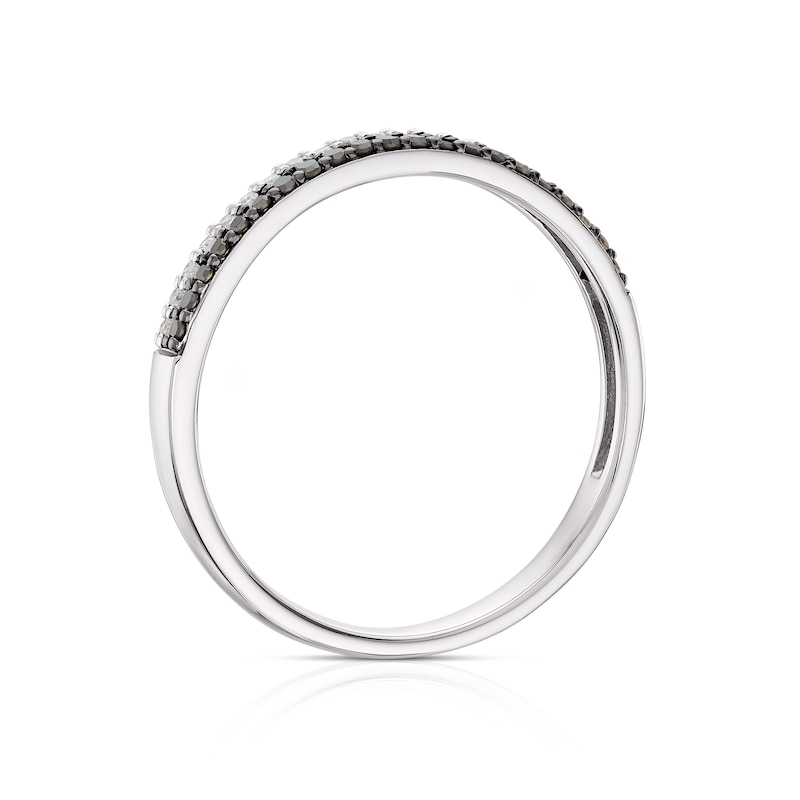 Main Image 3 of Sterling Silver 0.16ct Black & Clear Diamond Dual Row Eternity Ring