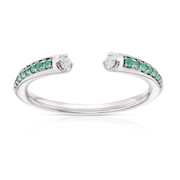 Sterling Silver Emerald Diamond Eternity Ring