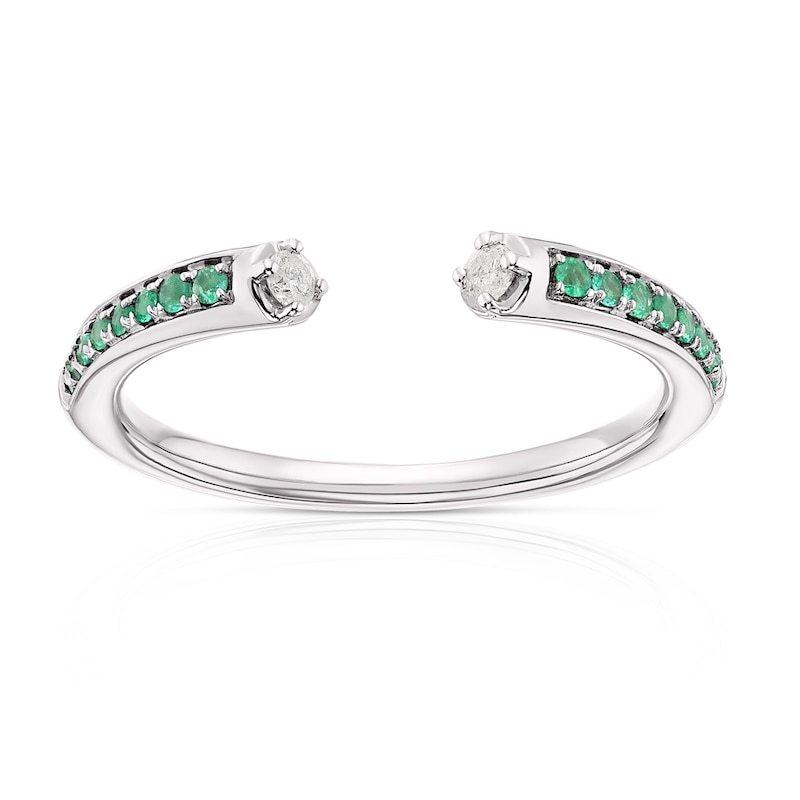 Sterling Silver Emerald Diamond Eternity Ring