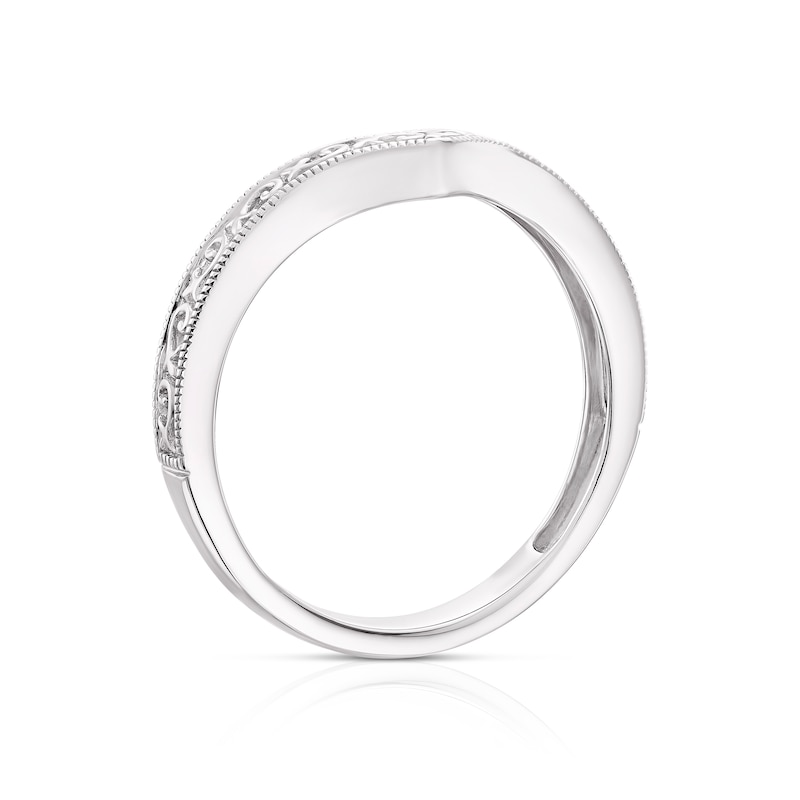 Main Image 3 of 9ct White Gold Ornate Pattern Wishbone Ring