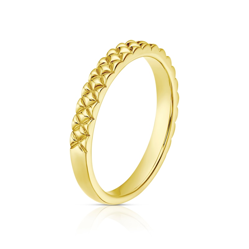 Main Image 2 of 9ct Yellow Gold Engraved Pattern Wedding Band