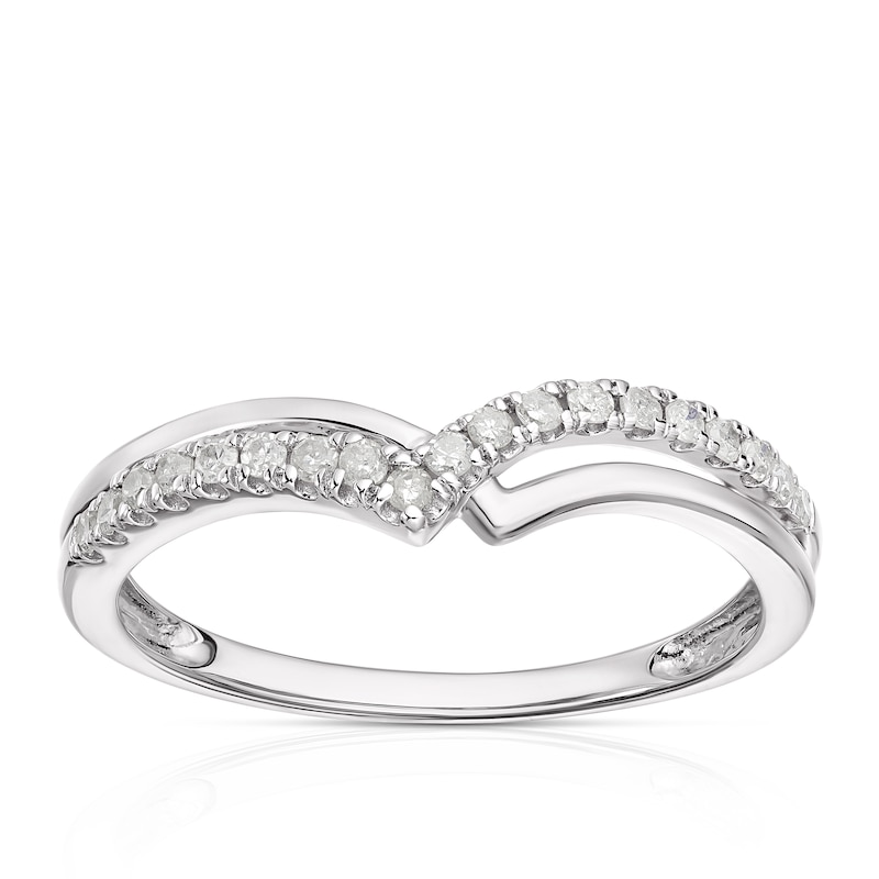 9ct White Gold 0.15ct Diamond Crossover Wishbone Ring | H.Samuel