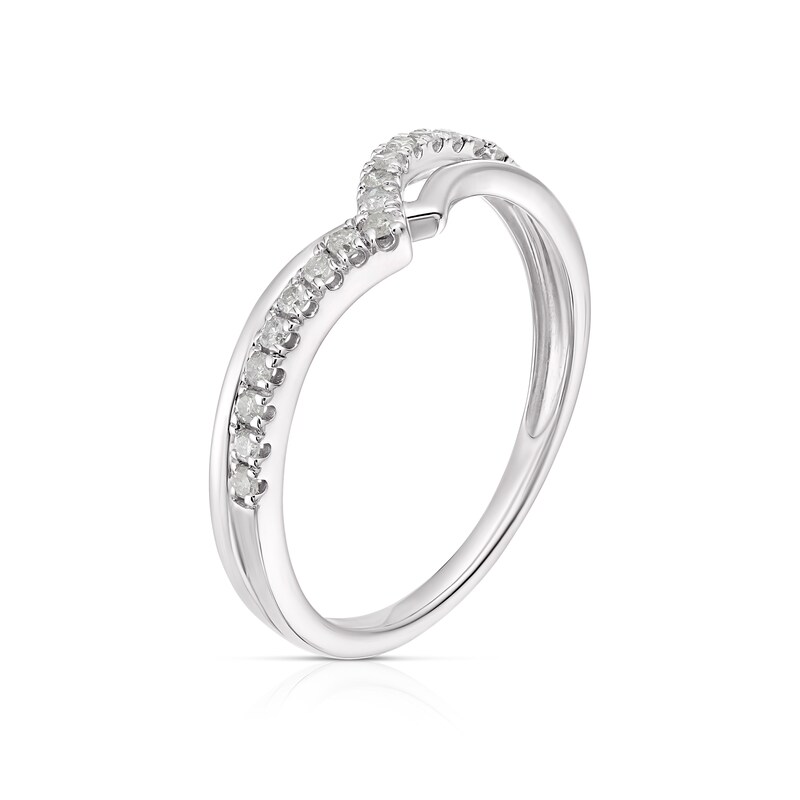 Main Image 2 of 9ct White Gold 0.15ct Diamond Crossover Wishbone Ring