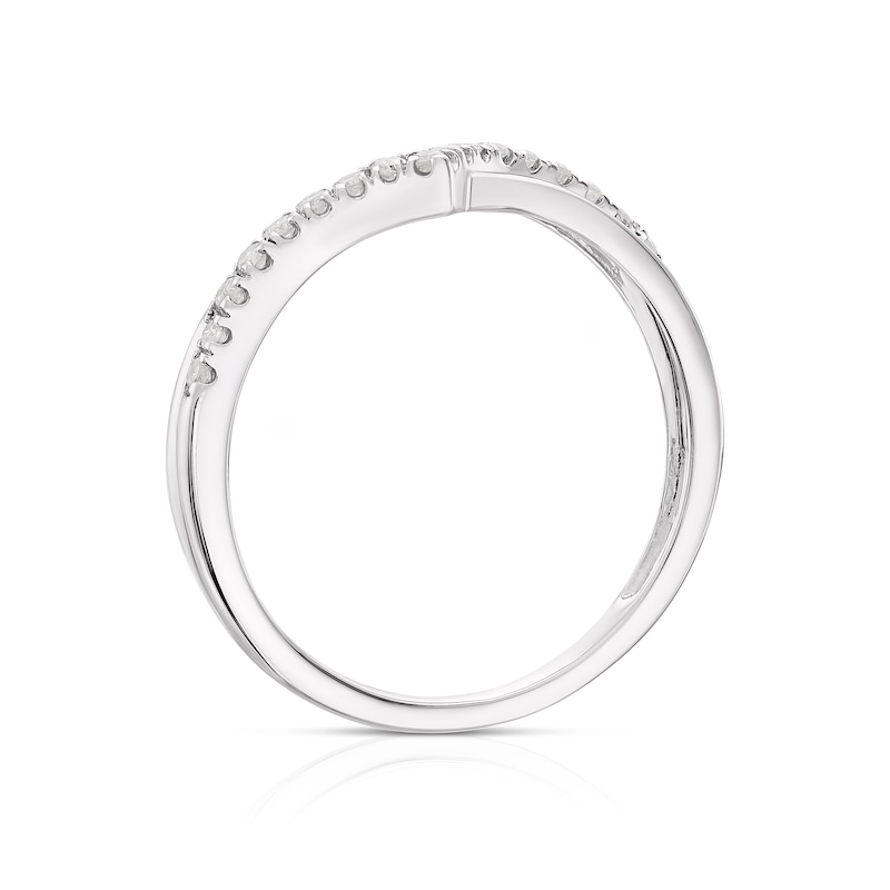 Main Image 3 of 9ct White Gold 0.15ct Diamond Crossover Wishbone Ring