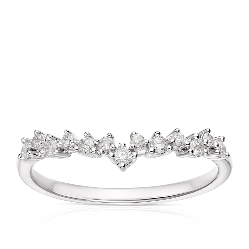 Main Image 1 of 9ct White 0.15ct Diamond Shaped Wedding Band