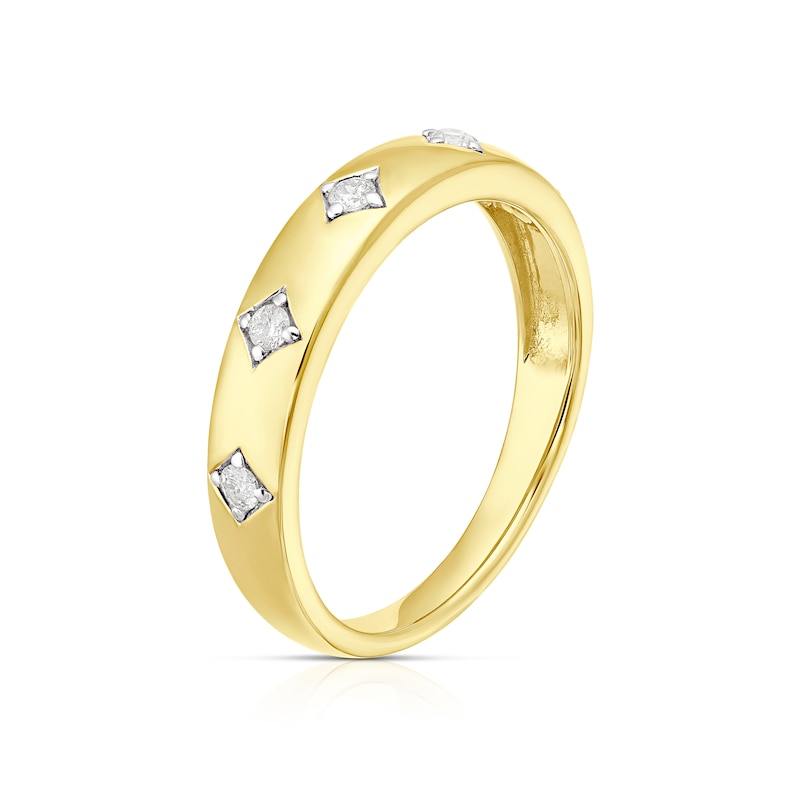 Main Image 2 of 9ct Yellow Gold 0.10ct Diamond Round Cut Wedding Band