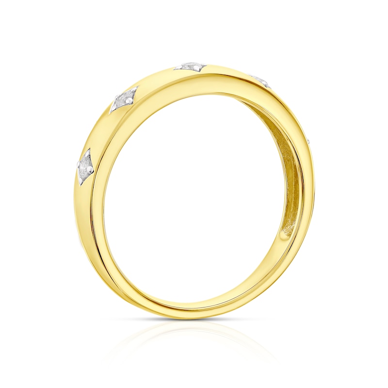 Main Image 3 of 9ct Yellow Gold 0.10ct Diamond Round Cut Wedding Band
