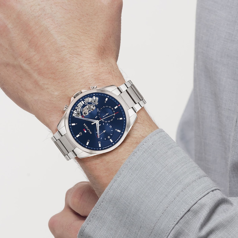 Main Image 4 of Tommy Hilfiger Men's Blue Open Heart Dial Stainless Steel Bracelet Watch