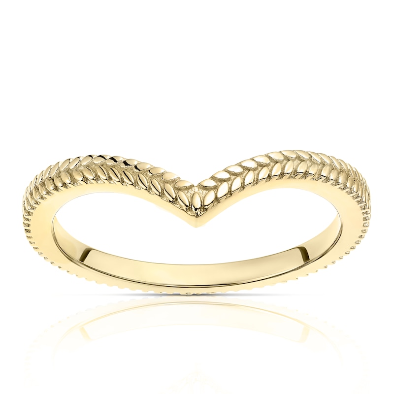 Textured Pattern Wishbone Ring