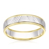 Thumbnail Image 1 of 9ct White & Yellow Gold Patterned Wedding Band