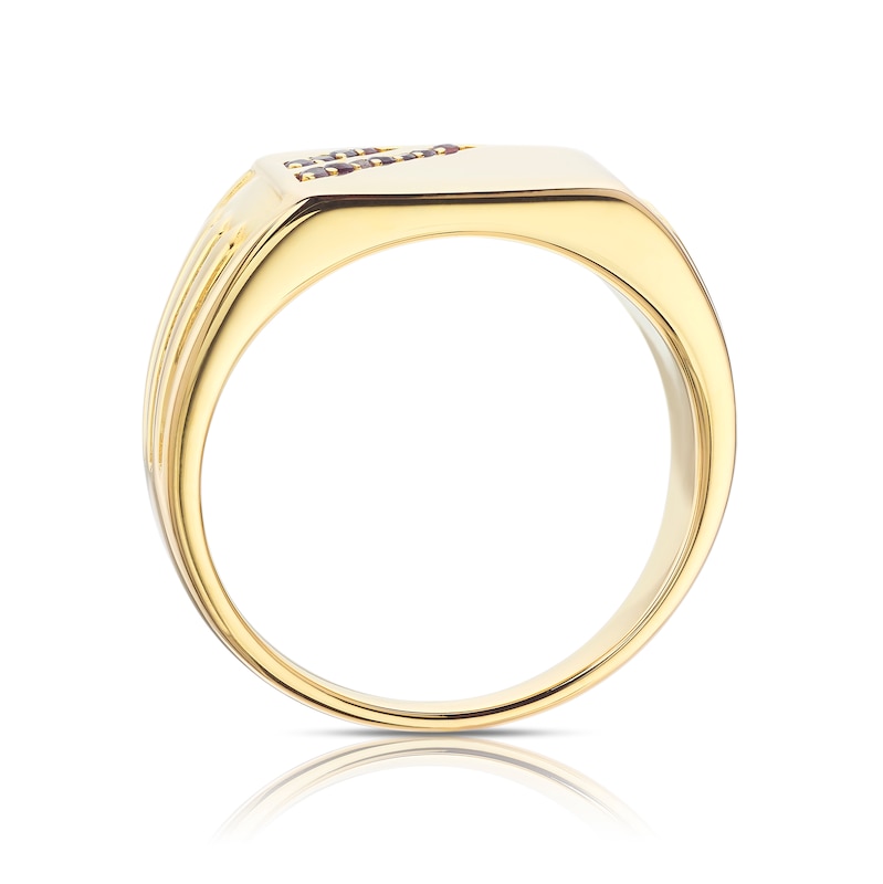 Main Image 3 of Men's Sterling Sterling Silver & 18ct Gold Plated Vermeil Amethyst Signet Ring