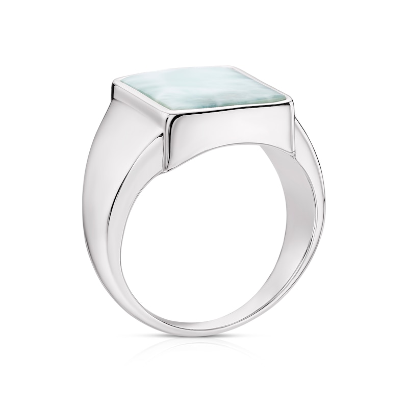 Main Image 3 of Men's Sterling Silver Green Larimar Signet Ring