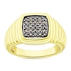 Thumbnail Image 1 of Men's Sterling Silver & 18ct Gold Plated Vermeil Black 0.15ct Diamond Signet Ring