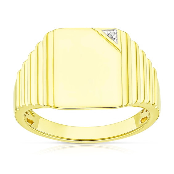 Mens Sterling Silver and 18ct Gold Plated Vermeil Diamond De