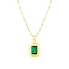 Thumbnail Image 0 of Men's Sterling Silver & 18ct Gold Plated Vermeil Green Stone Pendant Necklace