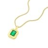 Thumbnail Image 1 of Men's Sterling Silver & 18ct Gold Plated Vermeil Green Stone Pendant Necklace