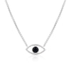 Thumbnail Image 0 of Men's Sterling Silver Black Onyx Diamond Lucky Eye Pendant Necklace