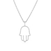 Thumbnail Image 0 of Men's Sterling Silver Men's Open Hamsa Hand Diamond Pendant Necklace