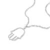 Thumbnail Image 1 of Men's Sterling Silver Men's Open Hamsa Hand Diamond Pendant Necklace