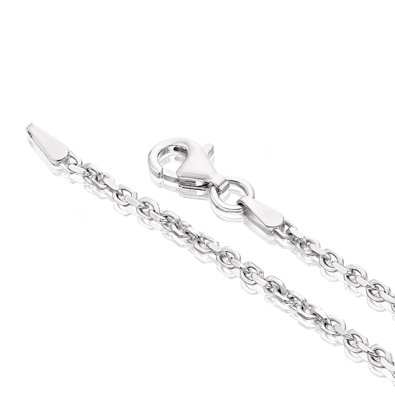 Men's Sterling Silver Men's Open Hamsa Hand Diamond Pendant Necklace