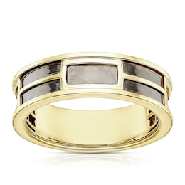 Men's Sterling Silver & 18ct Gold Plated Vermeil Black Detail Ring