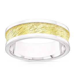 Men's Sterling Silver Two Tone Textured Ring