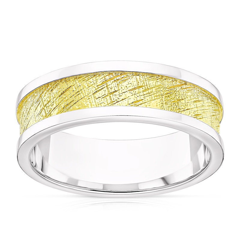 Main Image 1 of Men's Sterling Silver Two Tone Textured Ring