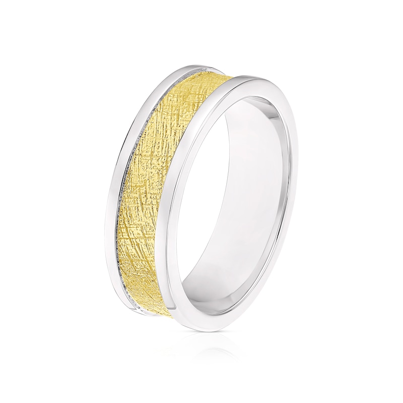 Main Image 2 of Men's Sterling Silver Two Tone Textured Ring