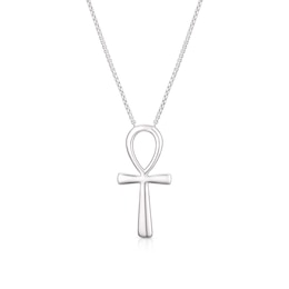 Men's Sterling Silver Egyptian Ankh Pendant Necklace
