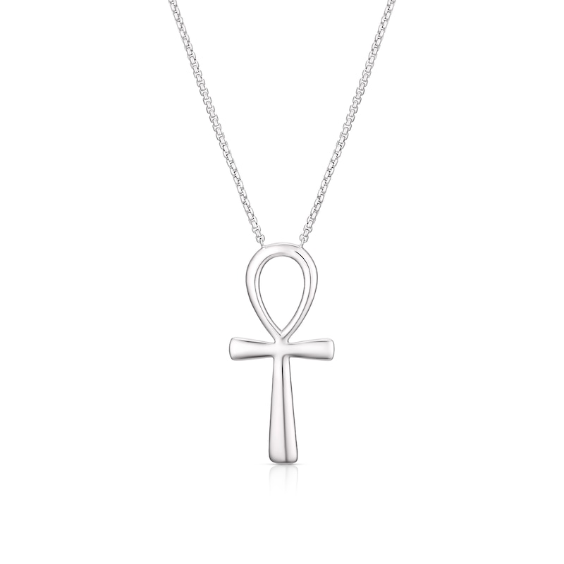 Main Image 1 of Men's Sterling Silver Egyptian Ankh Pendant Necklace