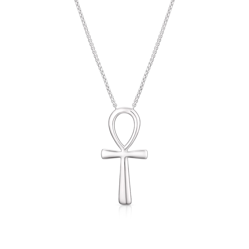 Men's Sterling Silver Egyptian Ankh Pendant Necklace