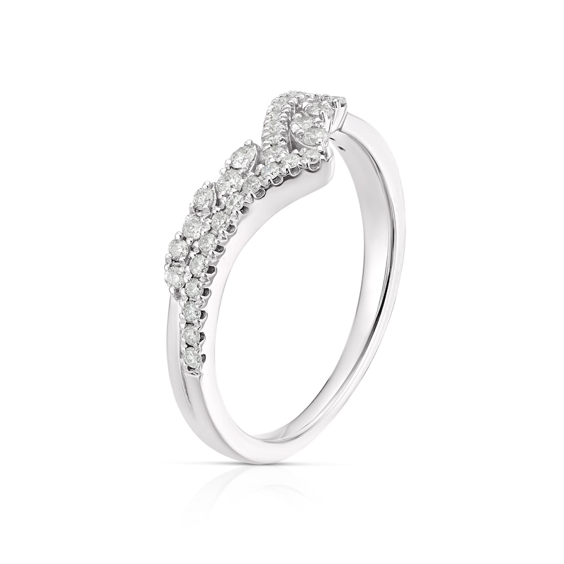 Main Image 2 of 9ct White Gold 0.25ct Diamond V Shaped Wedding Band