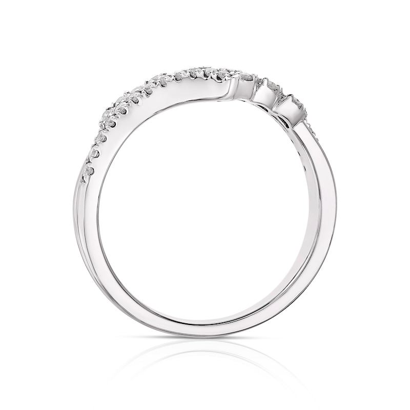 Main Image 3 of 9ct White Gold 0.25ct Diamond V Shaped Wedding Band