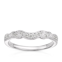 18ct White Gold 0.12ct Diamond Shaped Wedding Band