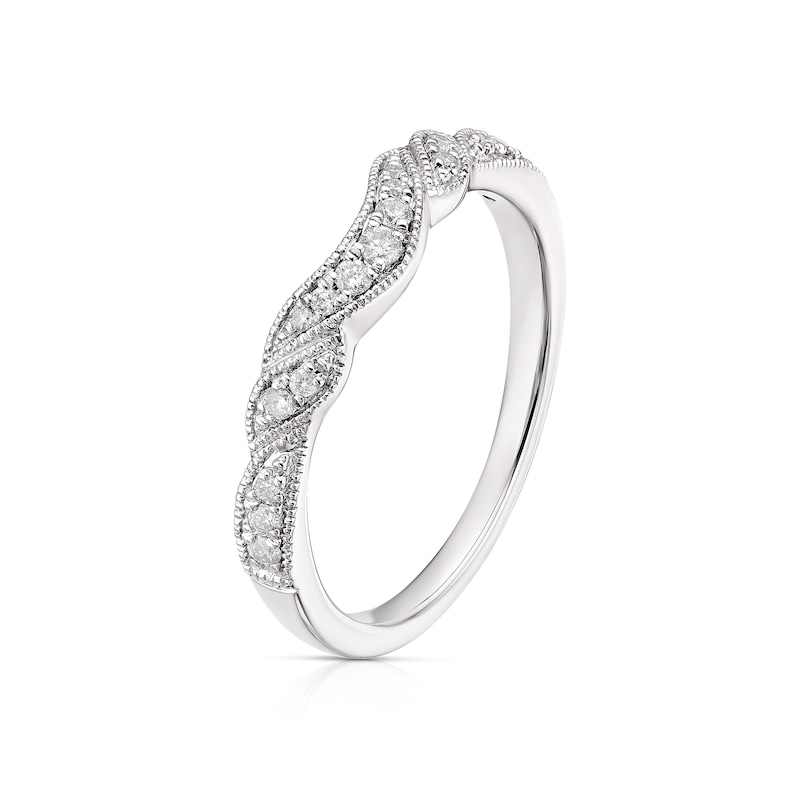 Main Image 2 of 18ct White Gold 0.12ct Diamond Shaped Wedding Band