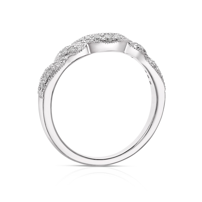 Main Image 3 of 18ct White Gold 0.12ct Diamond Shaped Wedding Band