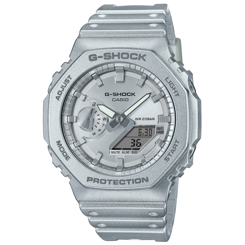 G-Shock GA-2100FF-8AER Men's Silver Octagonal Dial Silver Resin Strap Watch