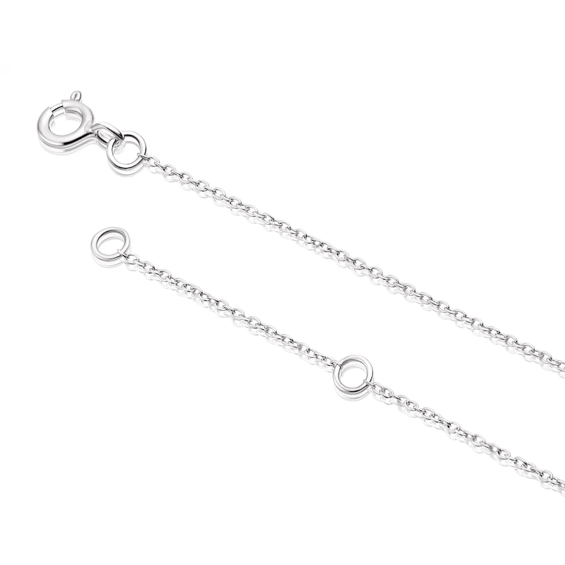 Main Image 3 of Sterling Silver Oval Pink Chalecedony and Diamond Pendant