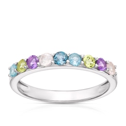 Sterling Silver Multi-Coloured Gemstones Ring