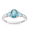 Thumbnail Image 0 of 9ct White Gold London and Swiss Blue Topaz Oval and Pear Cut Three Stone Ring