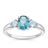 Thumbnail Image 1 of 9ct White Gold London and Swiss Blue Topaz Oval and Pear Cut Three Stone Ring