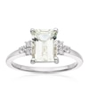 Thumbnail Image 1 of 9ct White Gold Emerald Cut Green Amethyst and Diamonds Ring