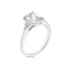 Thumbnail Image 2 of 9ct White Gold Emerald Cut Green Amethyst and Diamonds Ring