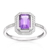 Thumbnail Image 1 of 9ct White Gold Amethyst Radiant Cut Halo Ring